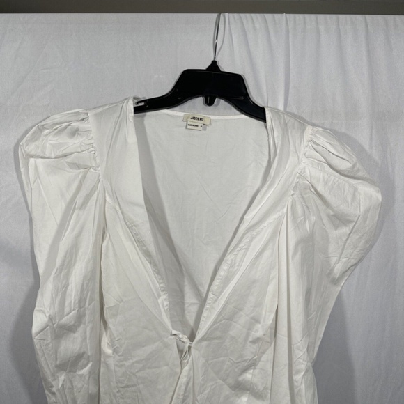 NWD $165 Jason Wu [ Medium ]‎ Long Puff Sleeve Wrap Blouse Top in White - Picture 4 of 14